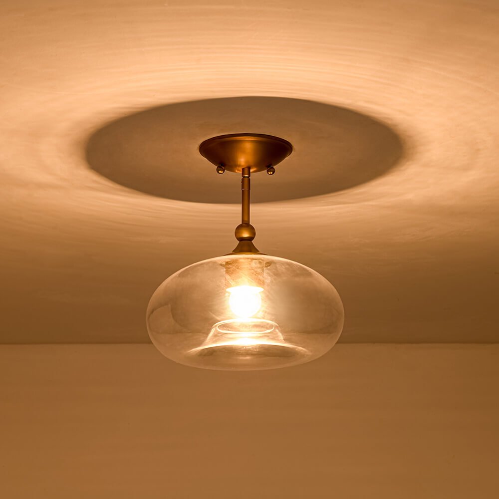 Modern Single - Light Clear Glass Semi - Flush Mount - LightfixturesUAE