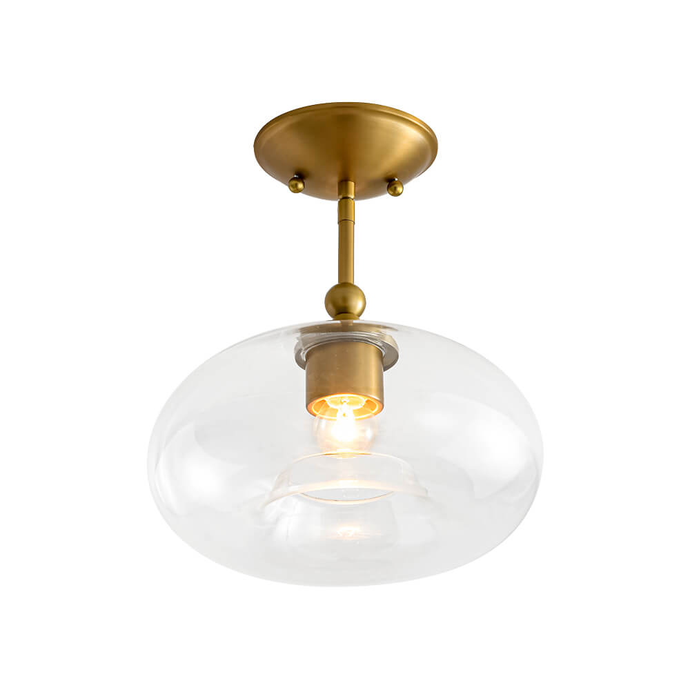 Modern Single - Light Clear Glass Semi - Flush Mount - LightfixturesUAE