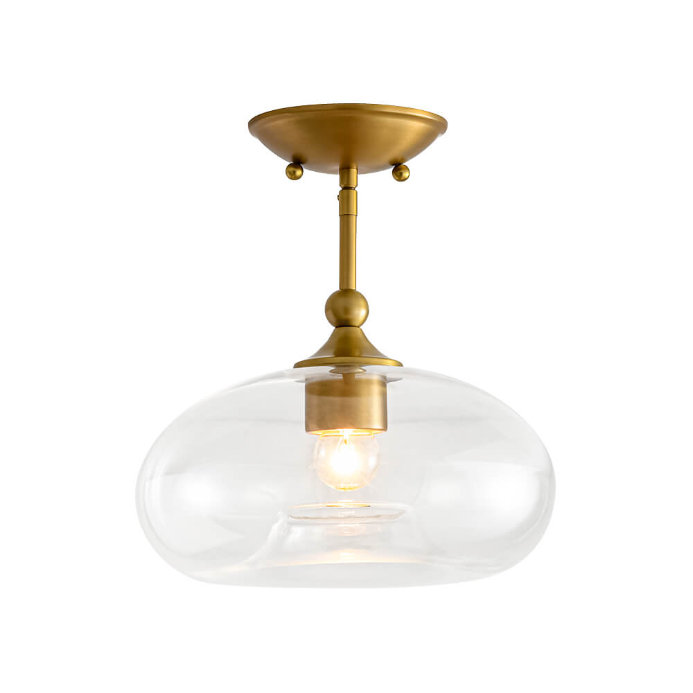 Modern Single - Light Clear Glass Semi - Flush Mount - LightfixturesUAE