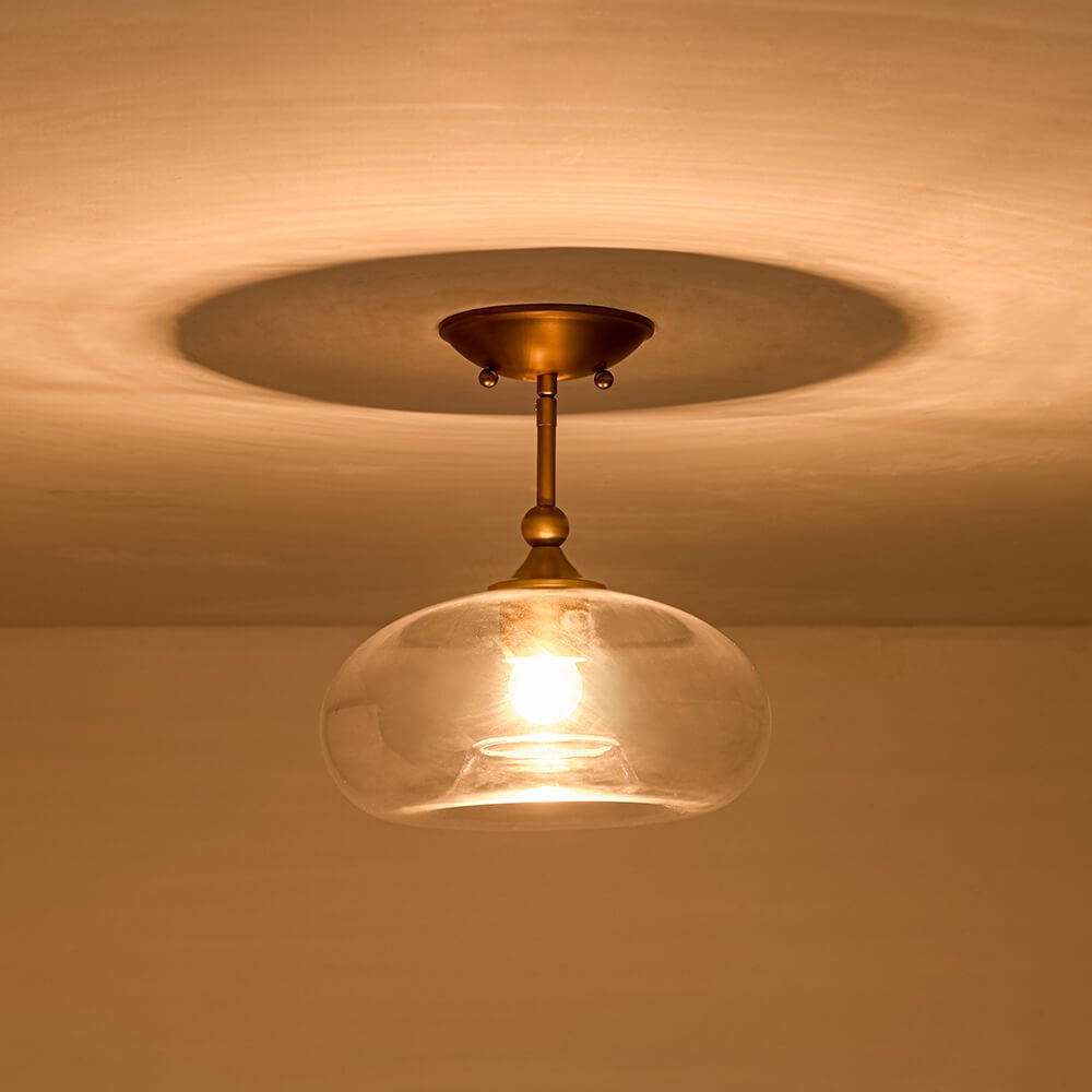 Modern Single - Light Clear Glass Semi - Flush Mount - LightfixturesUAE