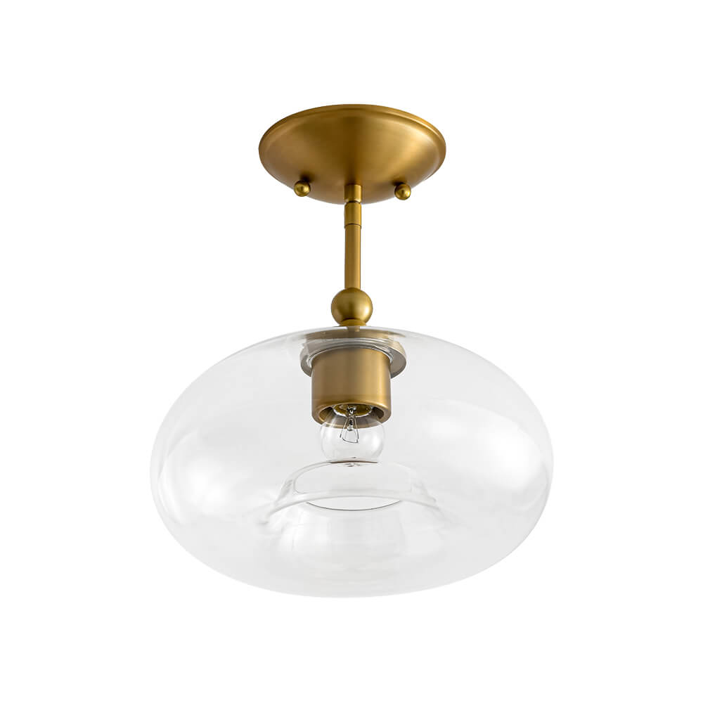 Modern Single - Light Clear Glass Semi - Flush Mount - LightfixturesUAE