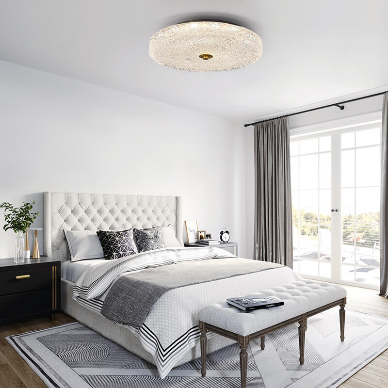 Modern Sparkle Glass Three - color LED Flush Mount Ceiling Light - LightfixturesUAE