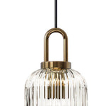 Modern Vintage Stripe Clear Glass Lantern - Shaped Single Pendant Light - LightfixturesUAE