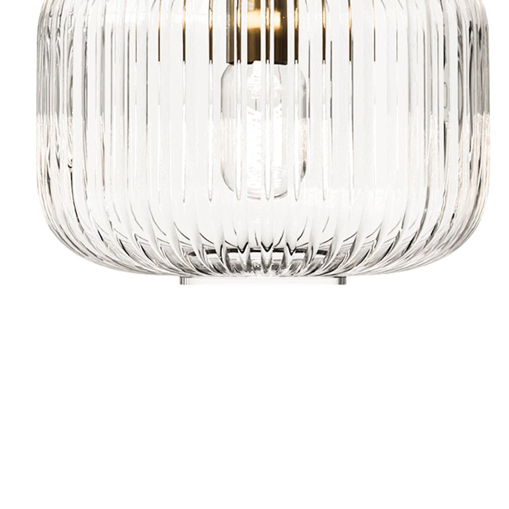 Modern Vintage Stripe Clear Glass Lantern - Shaped Single Pendant Light - LightfixturesUAE