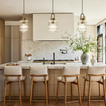 Modern Vintage Stripe Clear Glass Lantern - Shaped Single Pendant Light - LightfixturesUAE