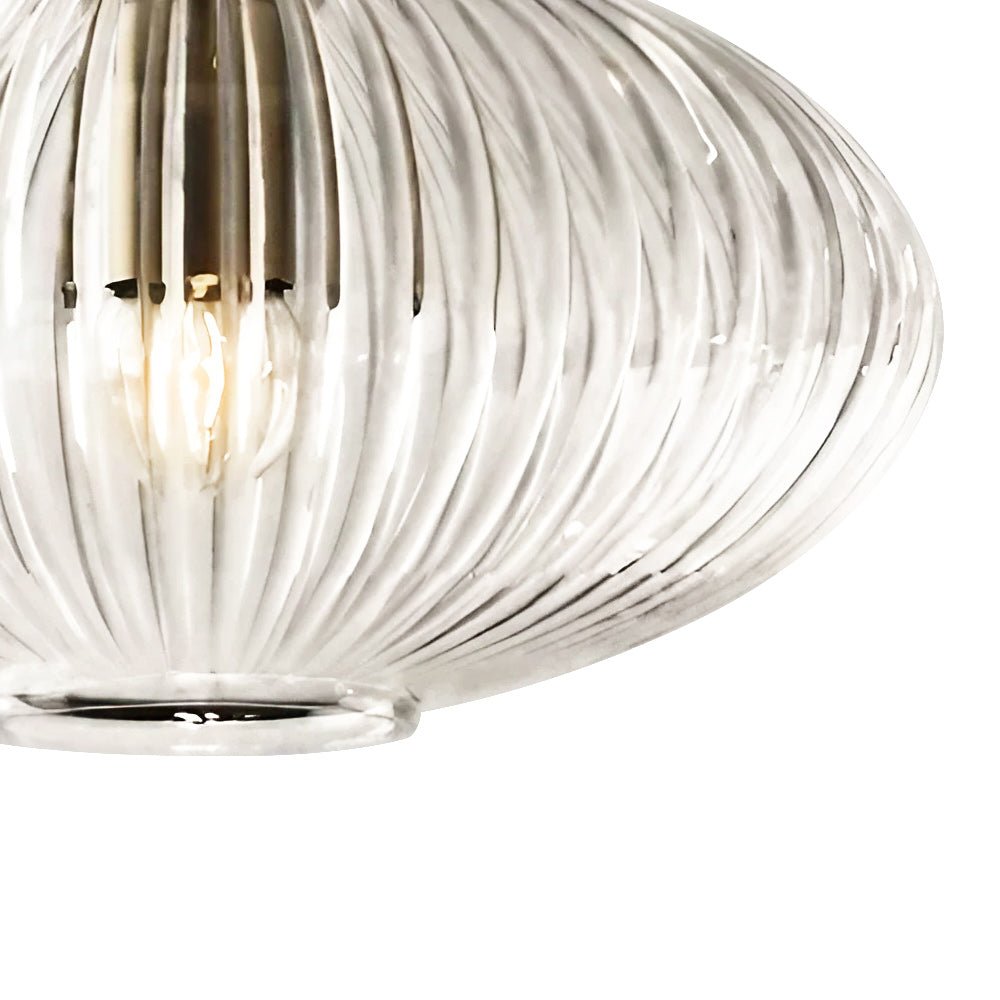 Modern Vintage Stripe Clear Glass Lantern - Shaped Single Pendant Light - LightfixturesUAE