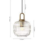 Modern Vintage Stripe Clear Glass Lantern - Shaped Single Pendant Light - LightfixturesUAE