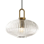 Modern Vintage Stripe Clear Glass Lantern - Shaped Single Pendant Light - LightfixturesUAE