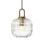 Modern Vintage Stripe Clear Glass Lantern - Shaped Single Pendant Light - LightfixturesUAE