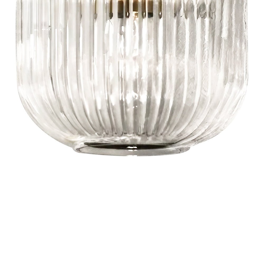 Modern Vintage Stripe Clear Glass Lantern - Shaped Single Pendant Light - LightfixturesUAE