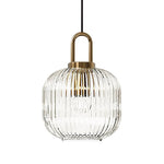 Modern Vintage Stripe Clear Glass Lantern - Shaped Single Pendant Light - LightfixturesUAE