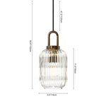 Modern Vintage Stripe Clear Glass Lantern - Shaped Single Pendant Light - LightfixturesUAE