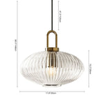 Modern Vintage Stripe Clear Glass Lantern - Shaped Single Pendant Light - LightfixturesUAE