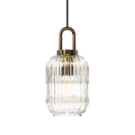 Modern Vintage Stripe Clear Glass Lantern - Shaped Single Pendant Light - LightfixturesUAE