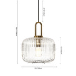 Modern Vintage Stripe Clear Glass Lantern - Shaped Single Pendant Light - LightfixturesUAE