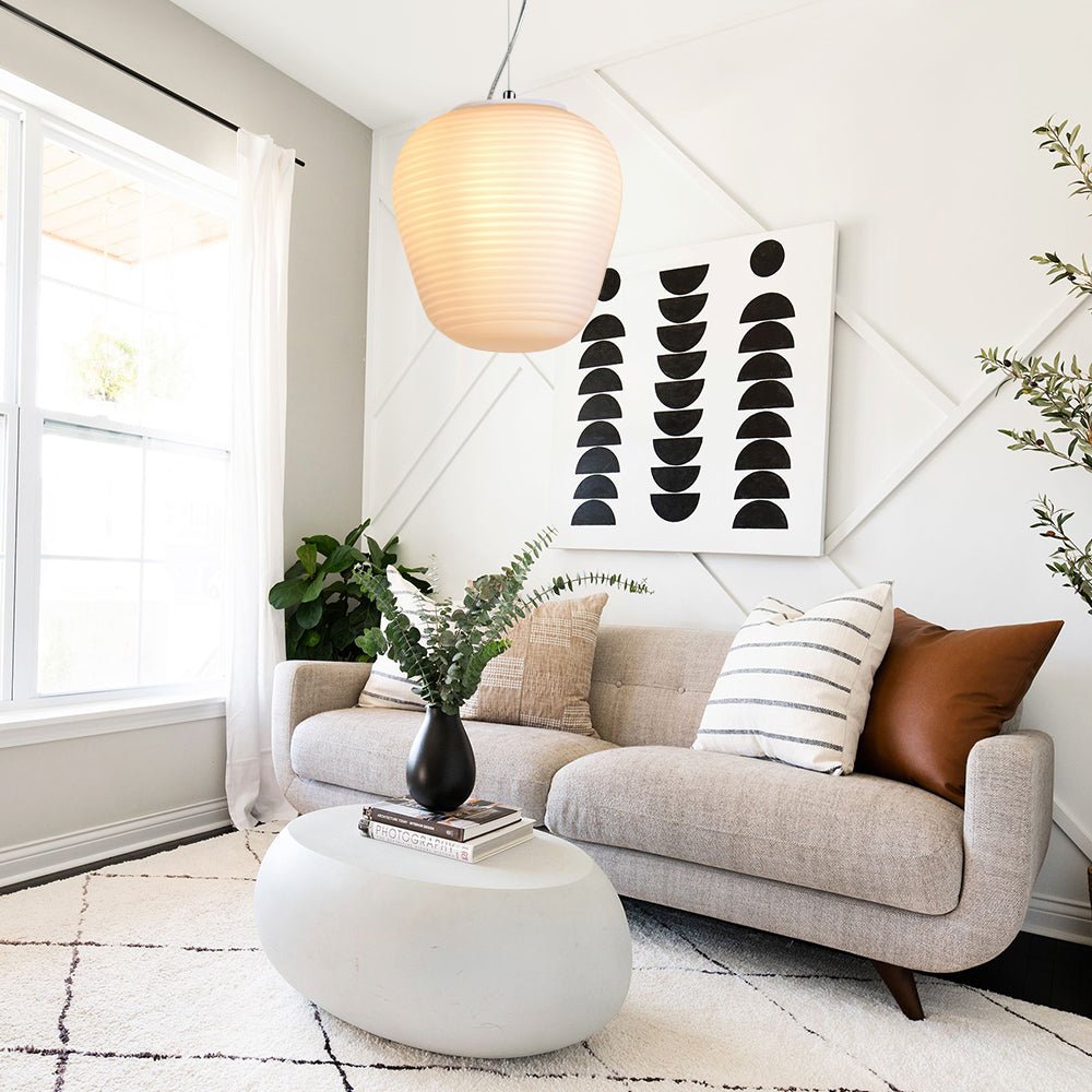 Modern White 1 Light Glass Pendant Light - LightfixturesUAE