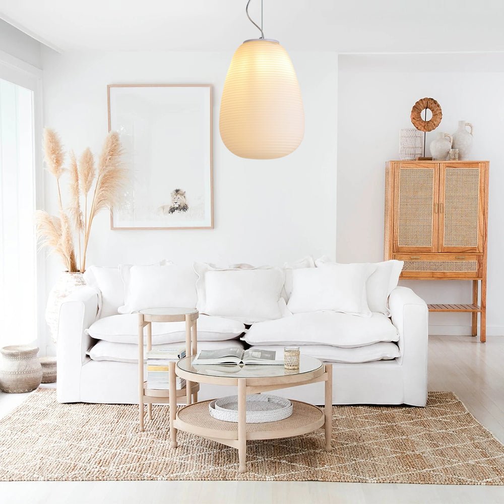Modern White 1 Light Glass Pendant Light - LightfixturesUAE