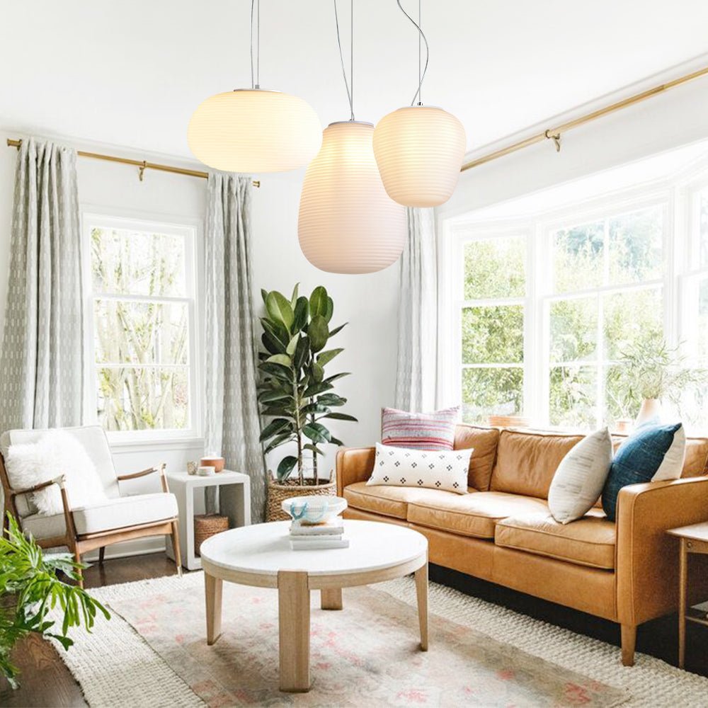 Modern White 1 Light Glass Pendant Light - LightfixturesUAE