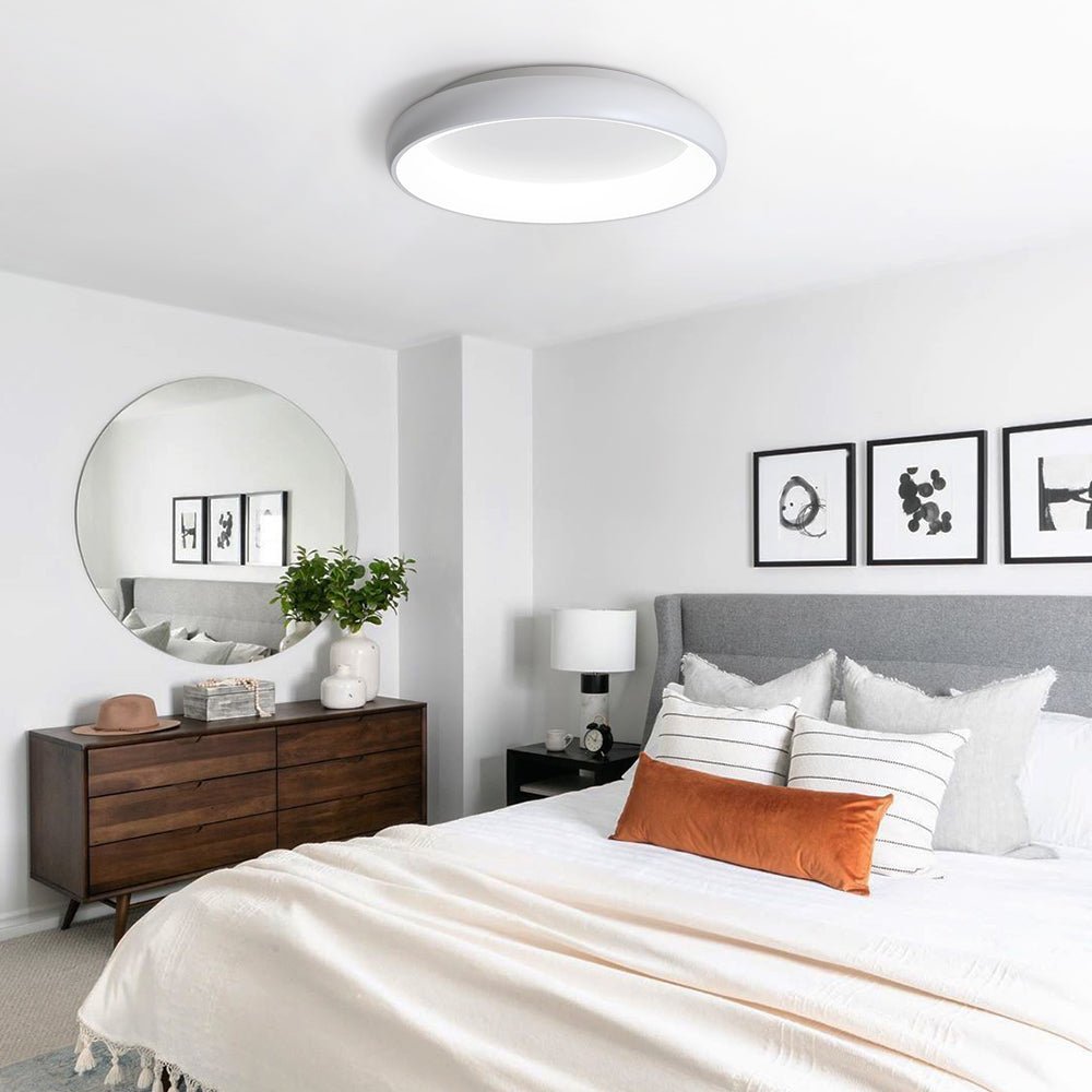 Modern White Round LED Flush Mount Ceiling Light - LightfixturesUAE