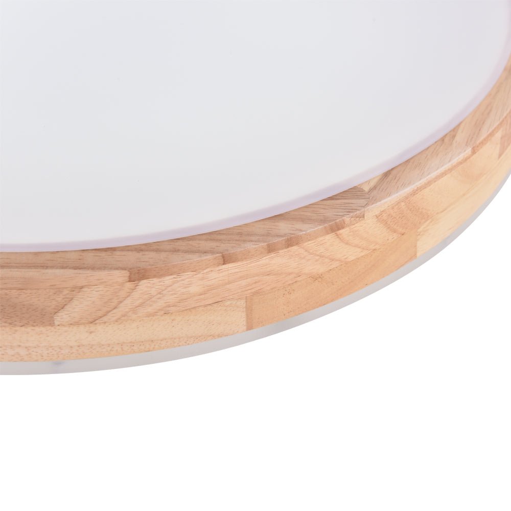 Modern Wooden Round LED Dimmable Flush Mount Ceiling Light - LightfixturesUAE