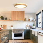 Modern Wooden Round LED Dimmable Flush Mount Ceiling Light - LightfixturesUAE