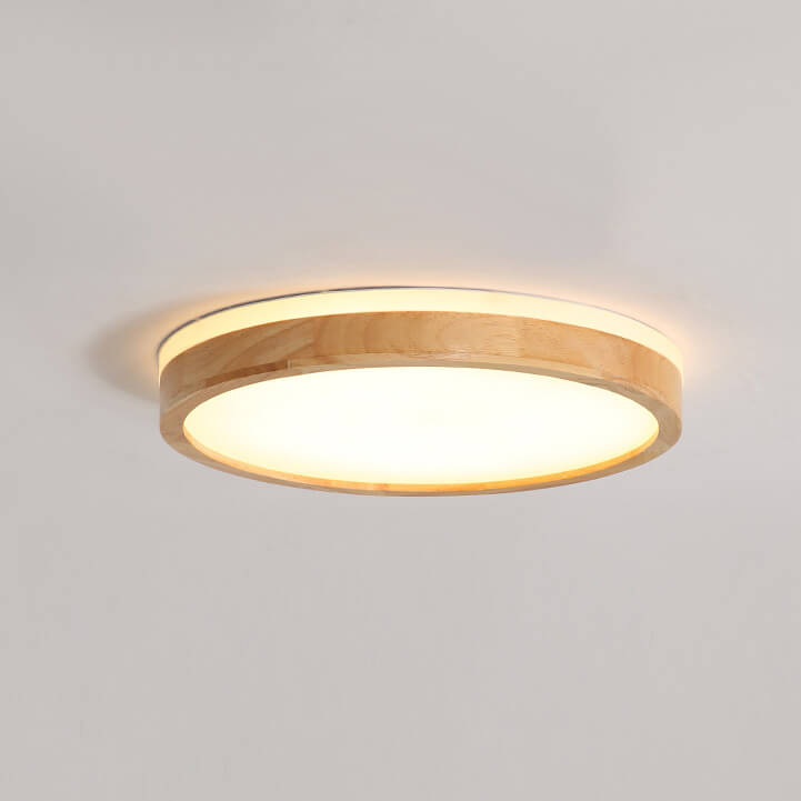 Modern Wooden Round LED Dimmable Flush Mount Ceiling Light - LightfixturesUAE