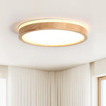 Modern Wooden Round LED Dimmable Flush Mount Ceiling Light - LightfixturesUAE