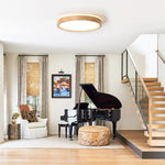 Modern Wooden Round LED Dimmable Flush Mount Ceiling Light - LightfixturesUAE