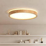 Modern Wooden Round LED Dimmable Flush Mount Ceiling Light - LightfixturesUAE