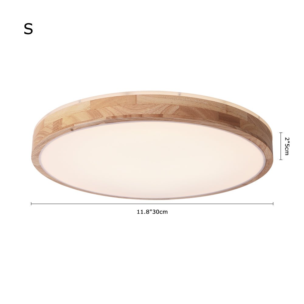 Modern Wooden Round LED Dimmable Flush Mount Ceiling Light - LightfixturesUAE