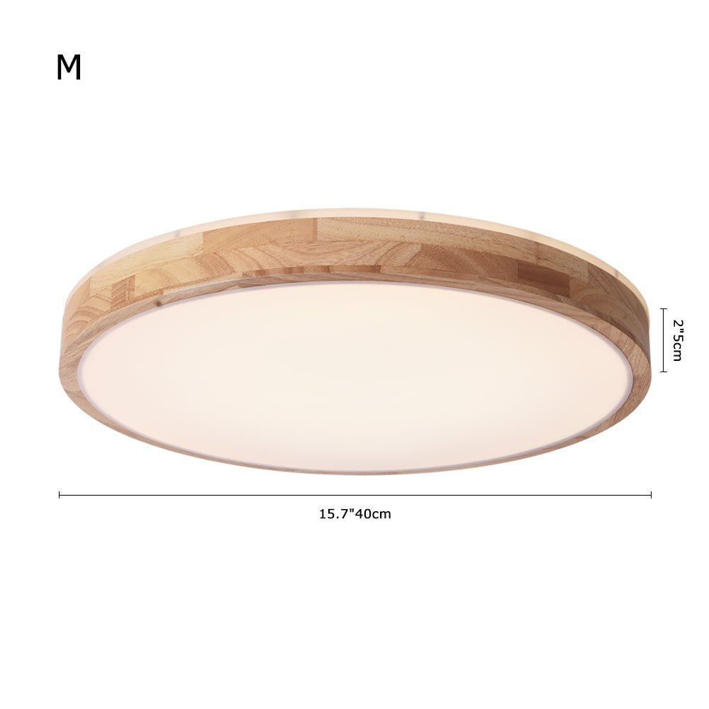 Modern Wooden Round LED Dimmable Flush Mount Ceiling Light - LightfixturesUAE