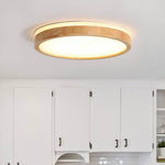 Modern Wooden Round LED Dimmable Flush Mount Ceiling Light - LightfixturesUAE