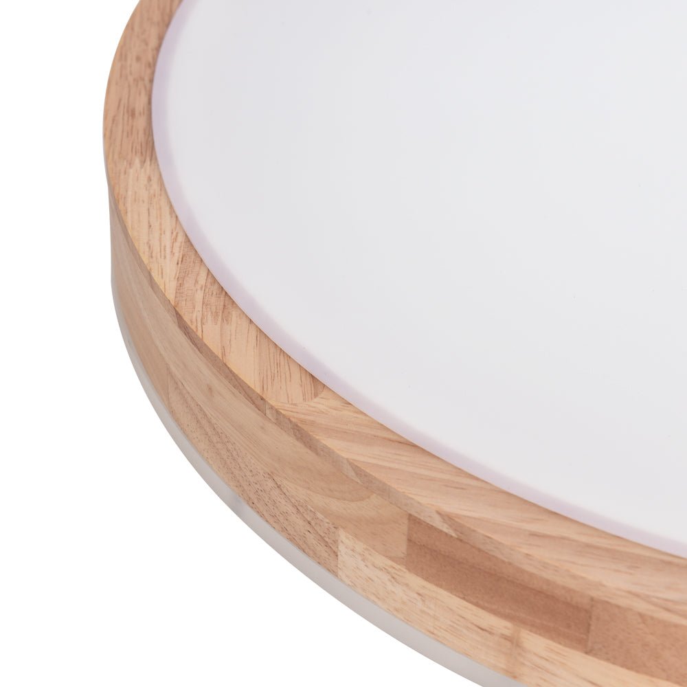 Modern Wooden Round LED Dimmable Flush Mount Ceiling Light - LightfixturesUAE
