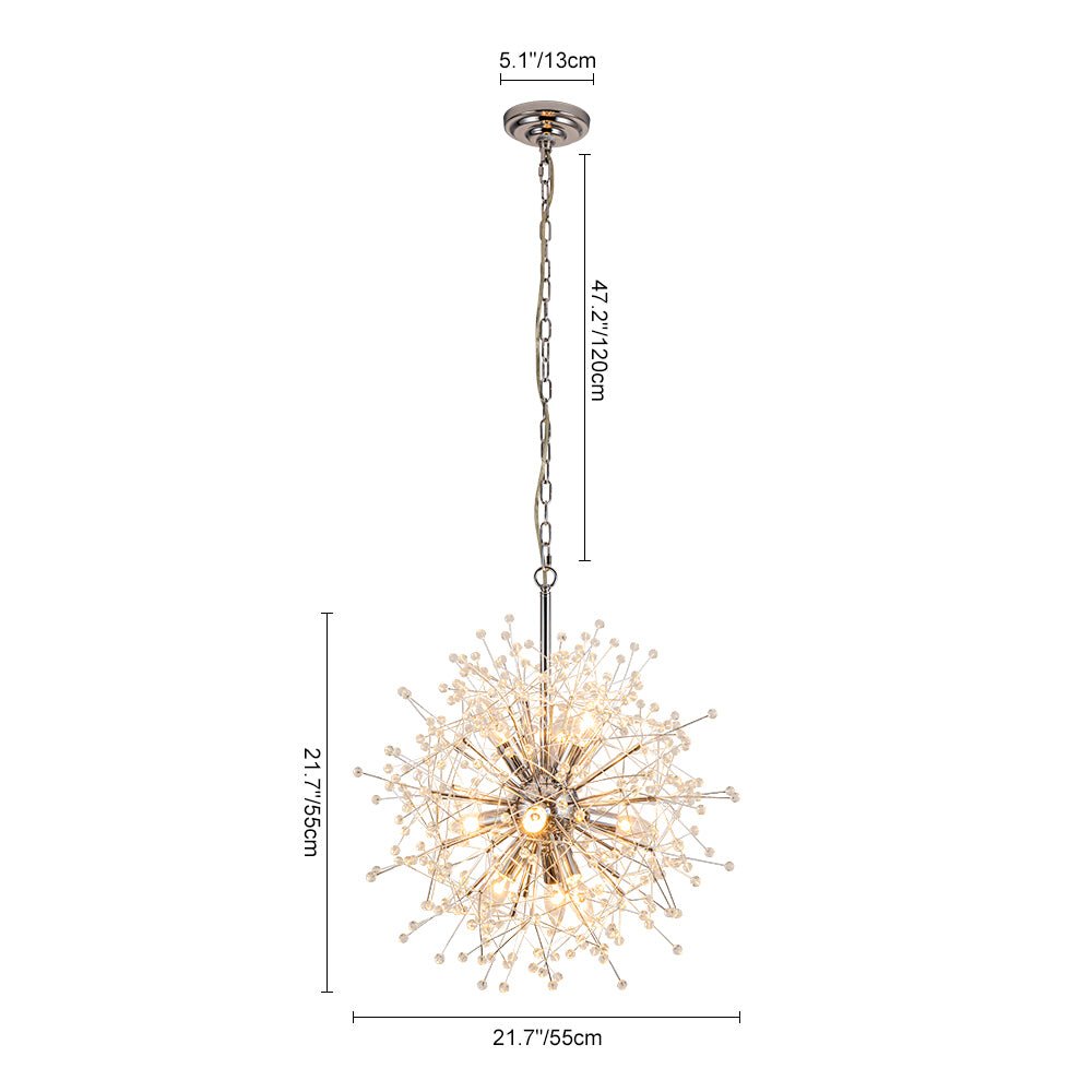 Natural Style 9 - Light Dandelion Firework Sputnik Crystal Glass Chandelier - LightfixturesUAE