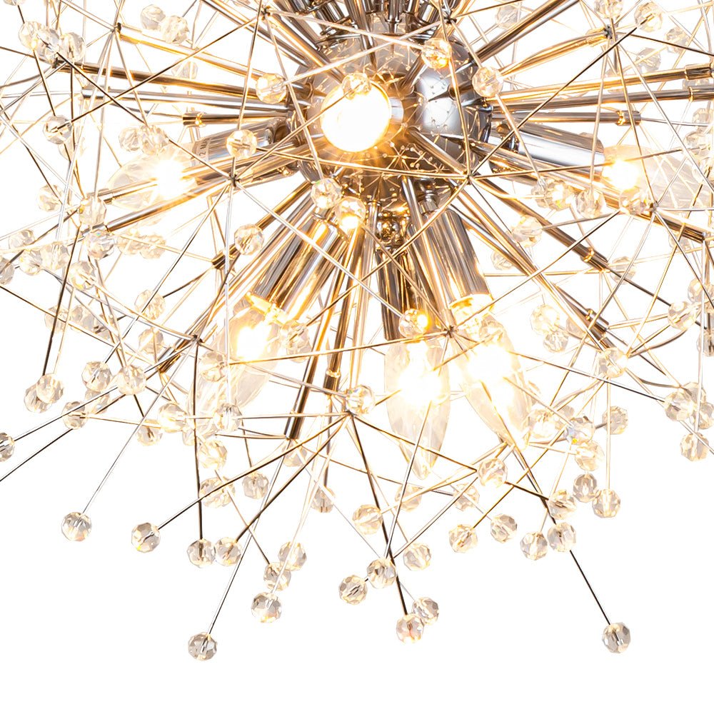 Natural Style 9 - Light Dandelion Firework Sputnik Crystal Glass Chandelier - LightfixturesUAE