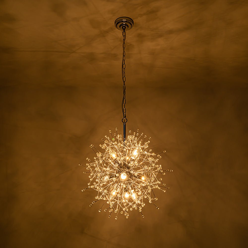 Natural Style 9 - Light Dandelion Firework Sputnik Crystal Glass Chandelier - LightfixturesUAE