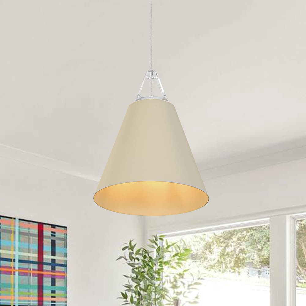Nordic Cream Style Khaki Conical Single Pendant Light - LightfixturesUAE