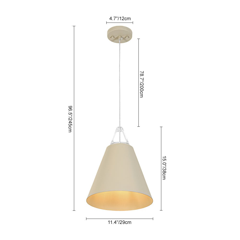 Nordic Cream Style Khaki Conical Single Pendant Light - LightfixturesUAE