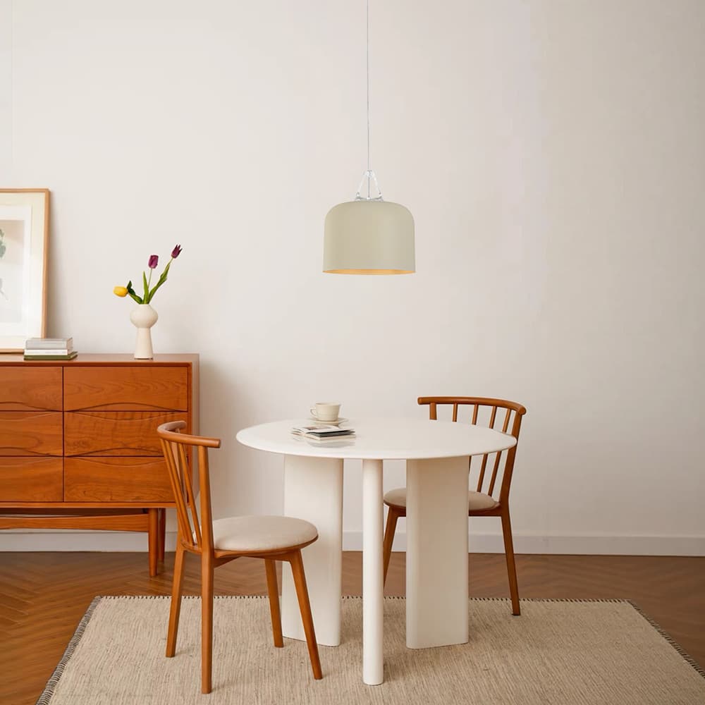 Nordic Cream Style Khaki Drum Single Pendant Light - LightfixturesUAE