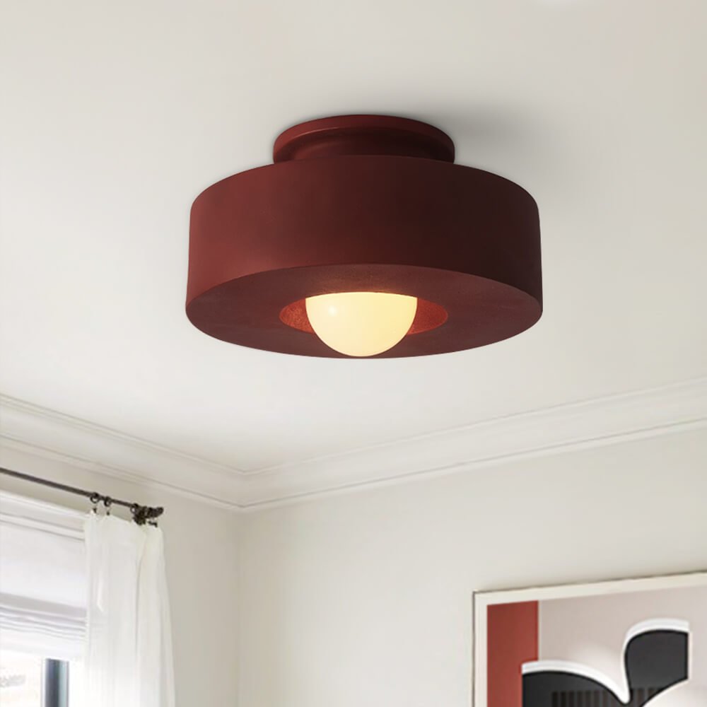 Nordic Geometric Flush Mount Cylindrical Ceramic Ceiling Light - LightfixturesUAE