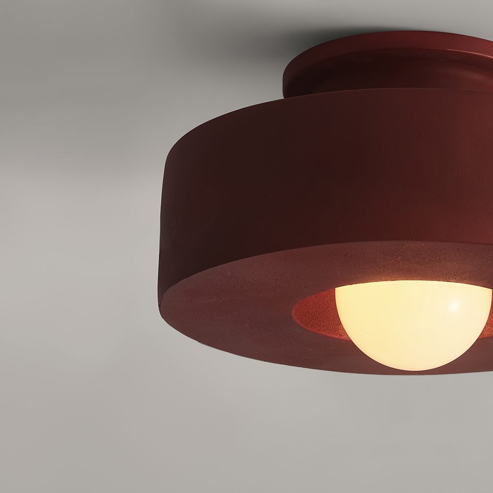 Nordic Geometric Flush Mount Cylindrical Ceramic Ceiling Light - LightfixturesUAE