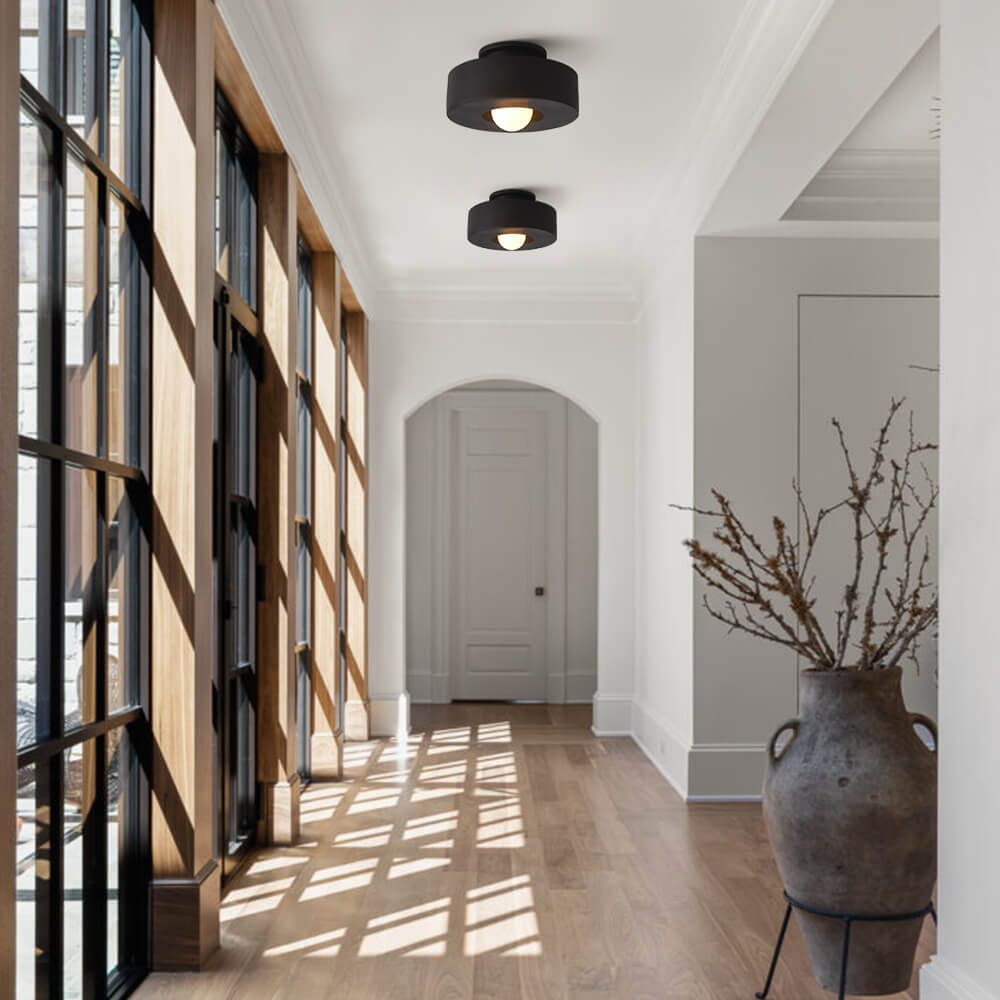 Nordic Geometric Flush Mount Cylindrical Ceramic Ceiling Light - LightfixturesUAE