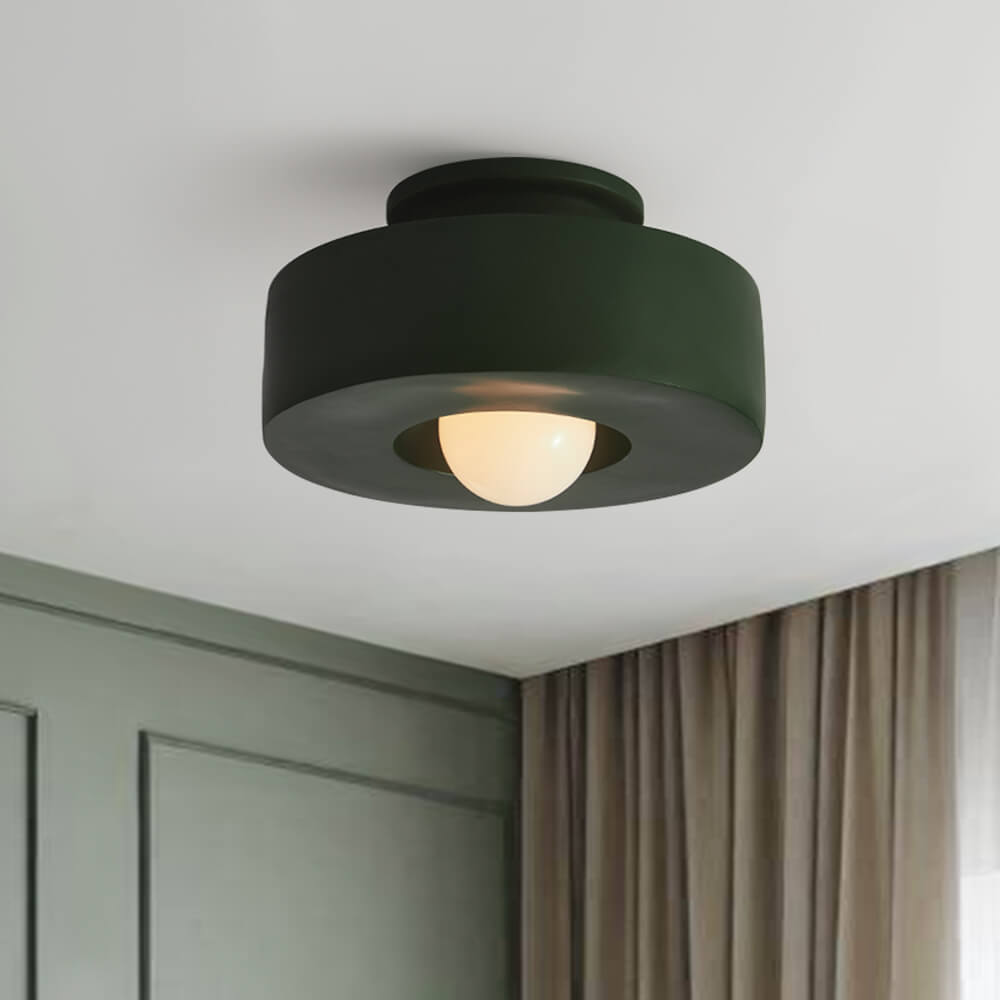 Nordic Geometric Flush Mount Cylindrical Ceramic Ceiling Light - LightfixturesUAE