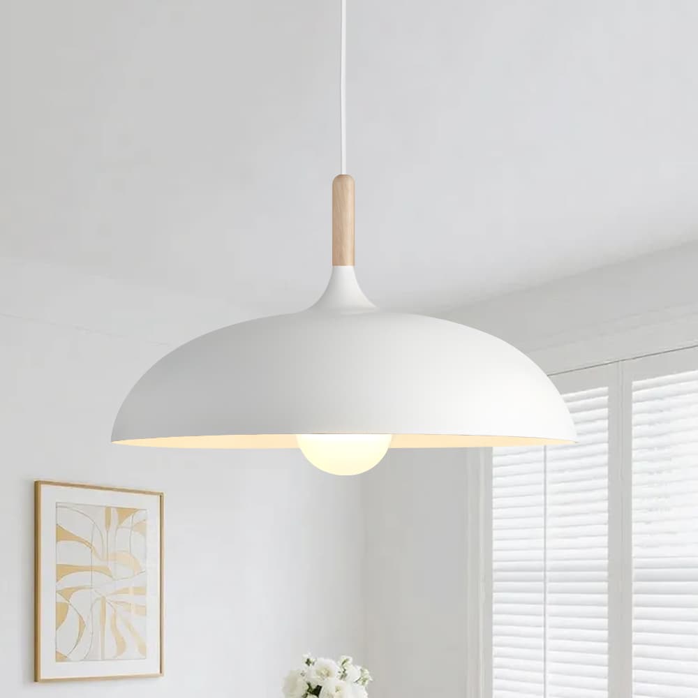 Nordic Minimalism 1 - Light Aluminum Wood Umbrella - Shaped Pendant Light - LightfixturesUAE