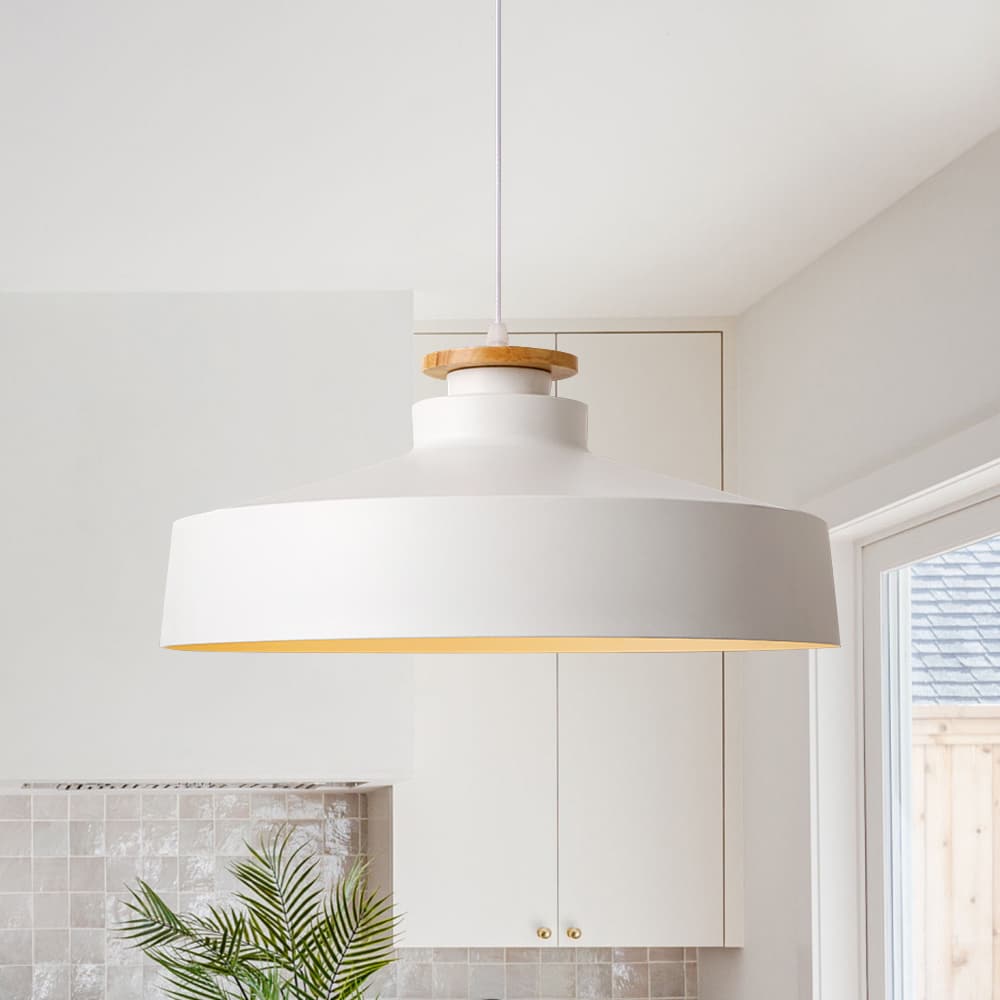 Nordic minimalism 1 - Light White Wooden - Color Iron Conical - Shaped Pendant Light - LightfixturesUAE