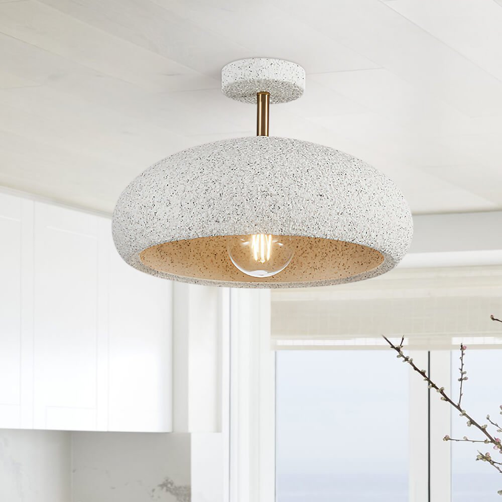 Nordic Stone Style Speckled Semi Flush Mount Ceiling Light - LightfixturesUAE