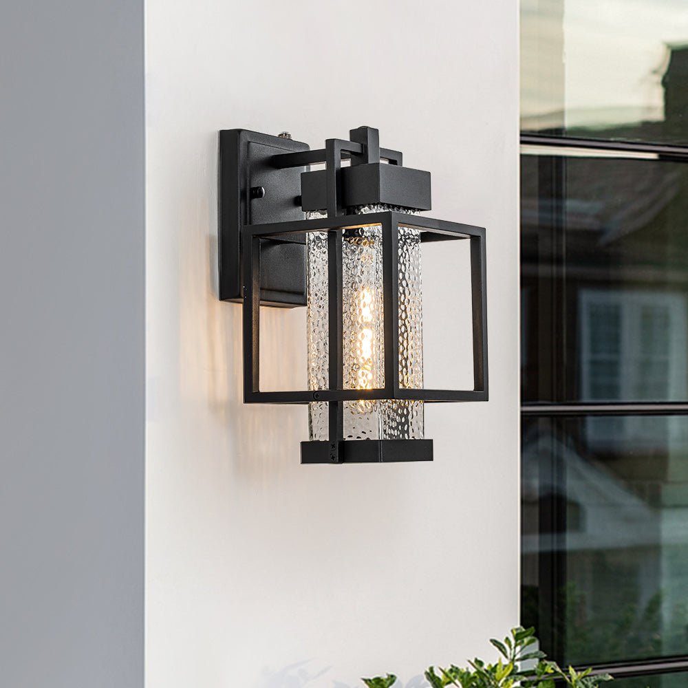 Outdoor Hammer Cage Glass Wall Sconce - LightfixturesUAE