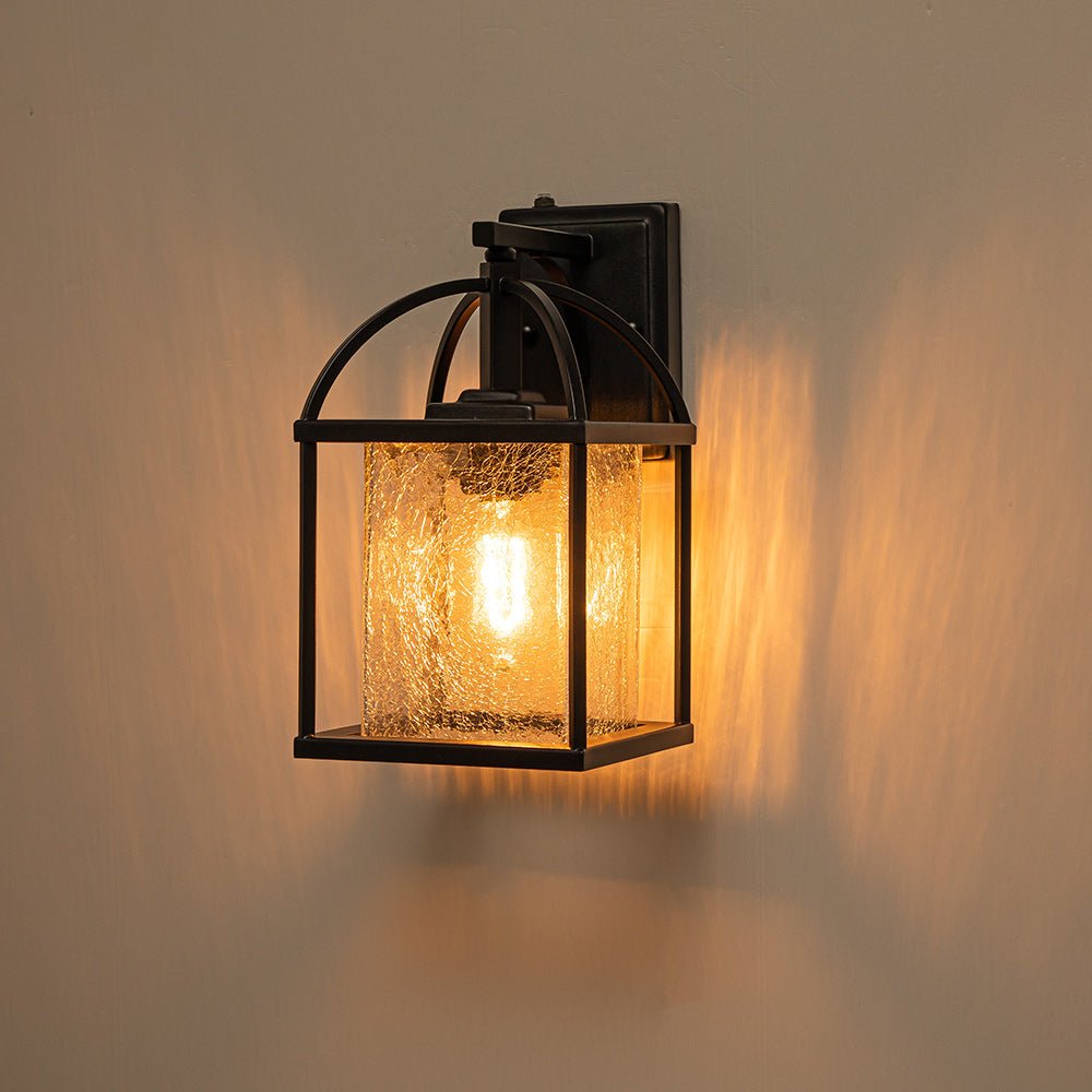 Outdoor Lantern Crackle Glass Shade Wall Sconce - LightfixturesUAE
