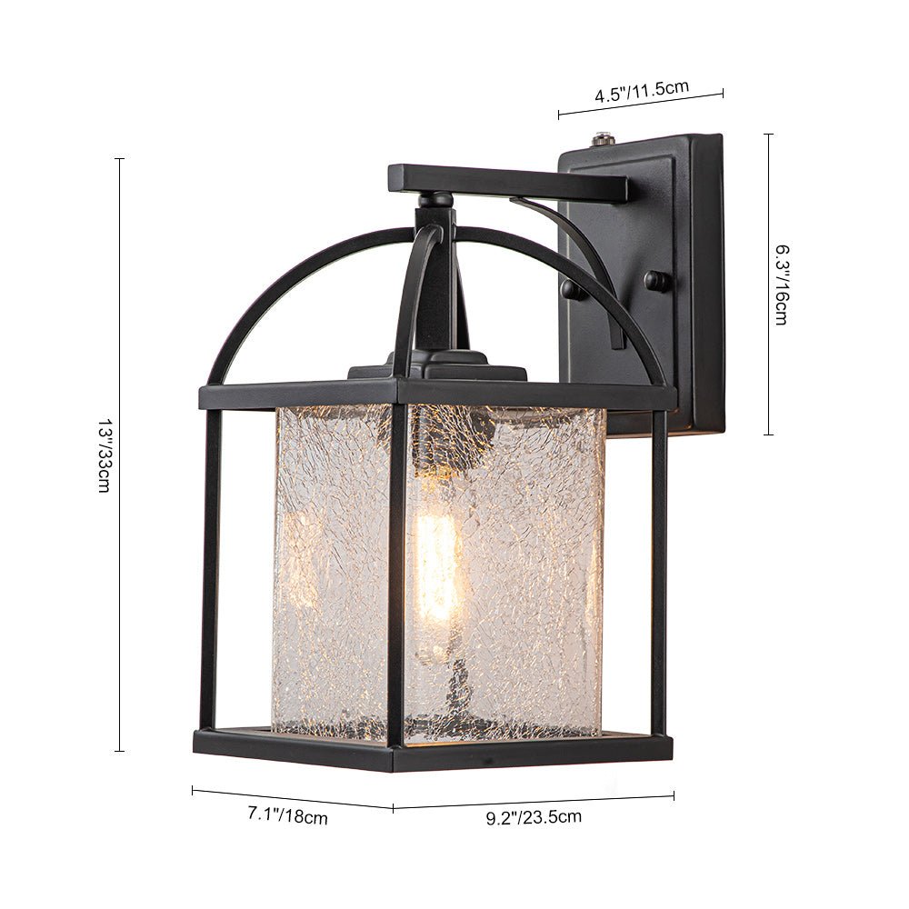 Outdoor Lantern Crackle Glass Shade Wall Sconce - LightfixturesUAE