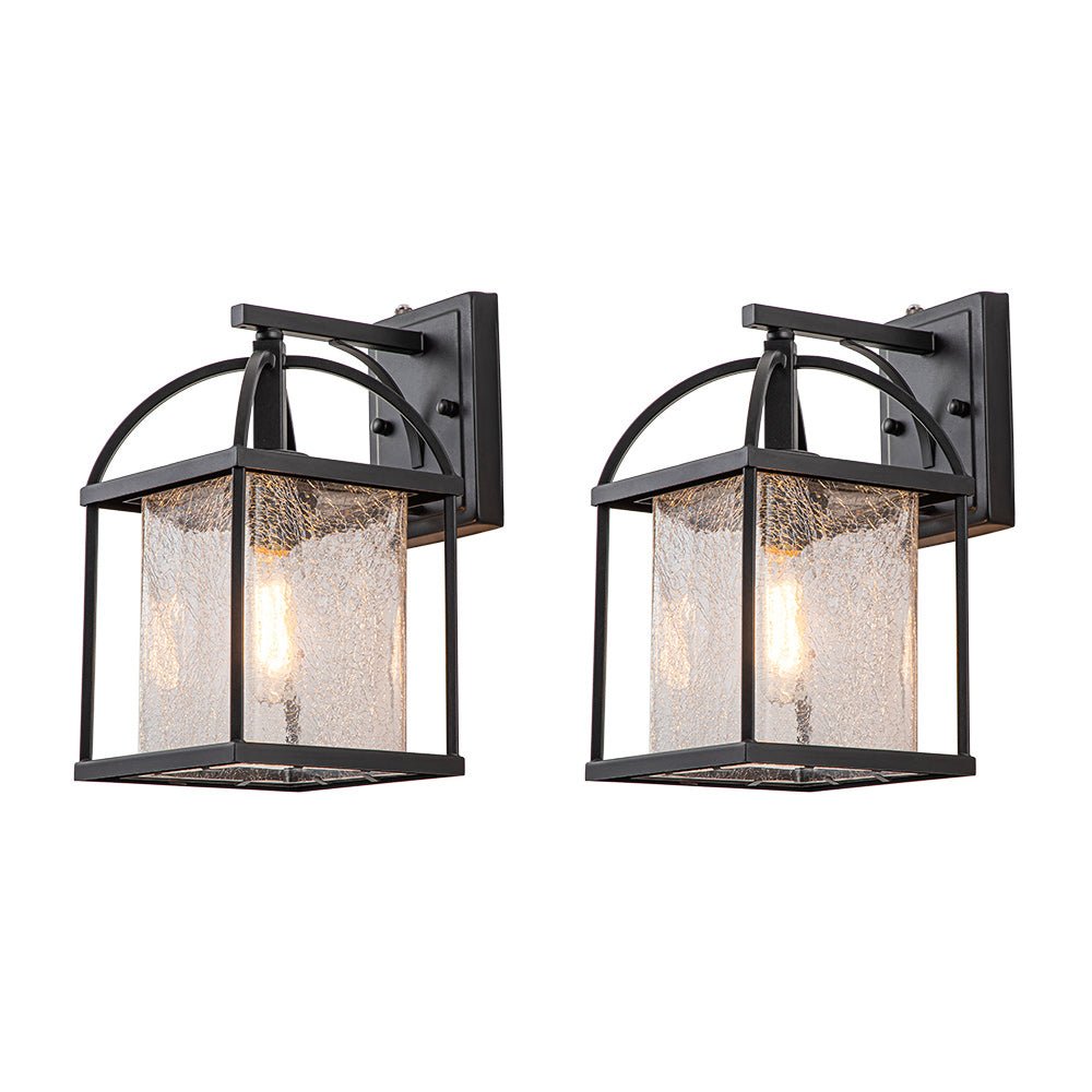 Outdoor Lantern Crackle Glass Shade Wall Sconce - LightfixturesUAE